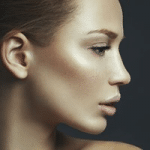 Woman with strong cheek bones
